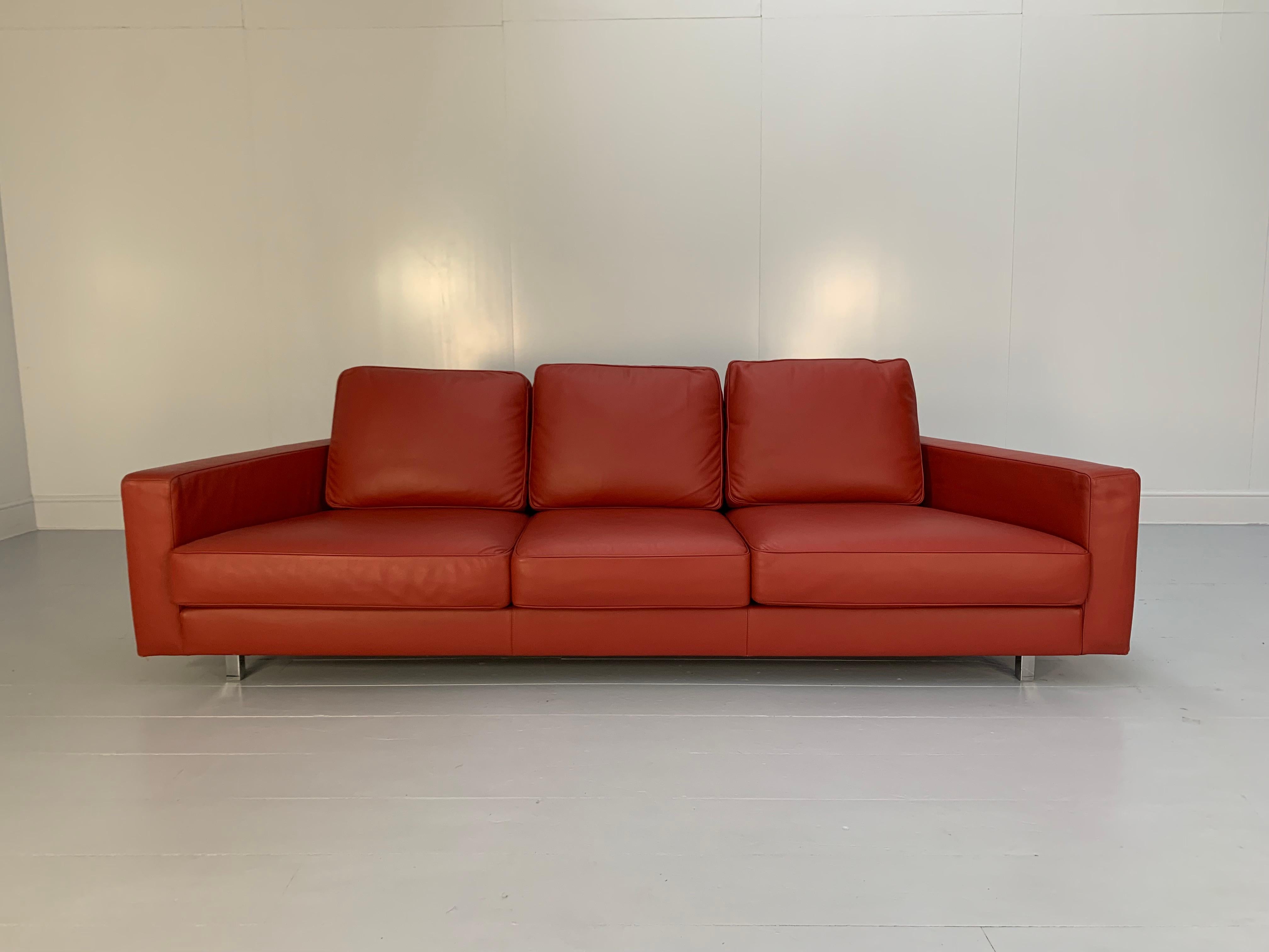 Modern Moroso “Hyde Park” Sofa & 2 Armchair Suite, in Red “Pelle” Leather For Sale