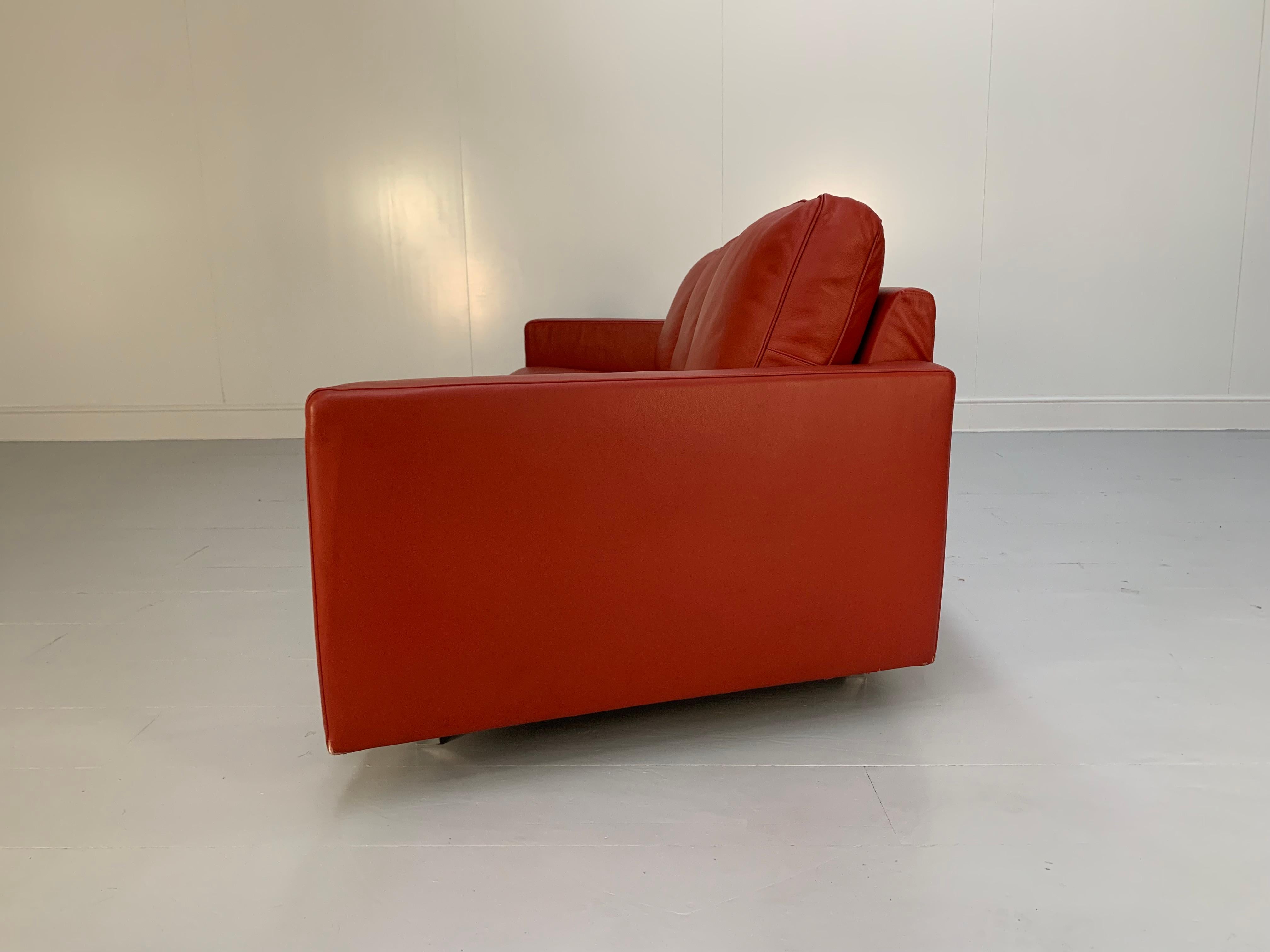 Contemporary Moroso “Hyde Park” Sofa & 2 Armchair Suite, in Red “Pelle” Leather For Sale
