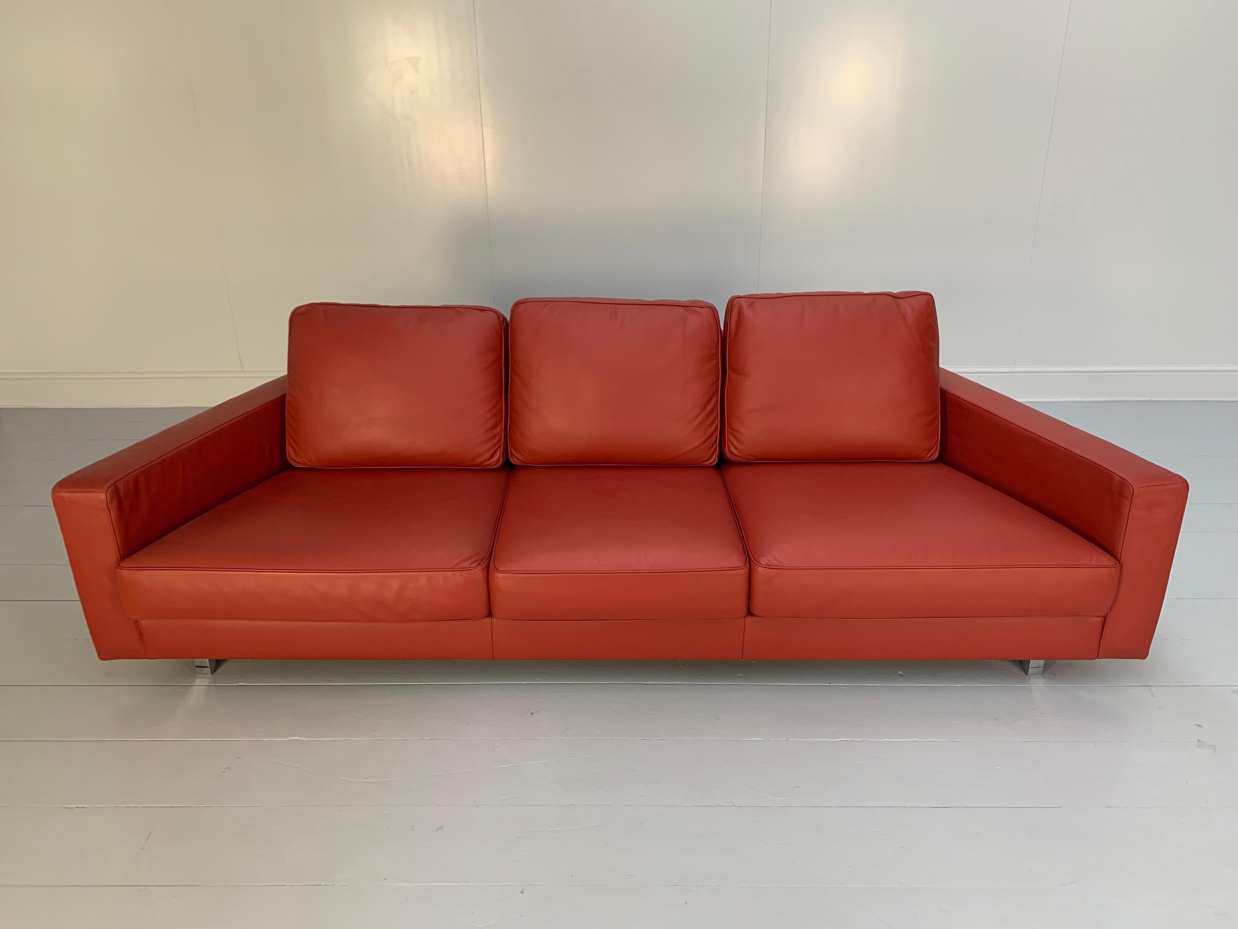 Moroso “Hyde Park” Sofa & 2 Armchair Suite, in Red “Pelle” Leather For Sale 1
