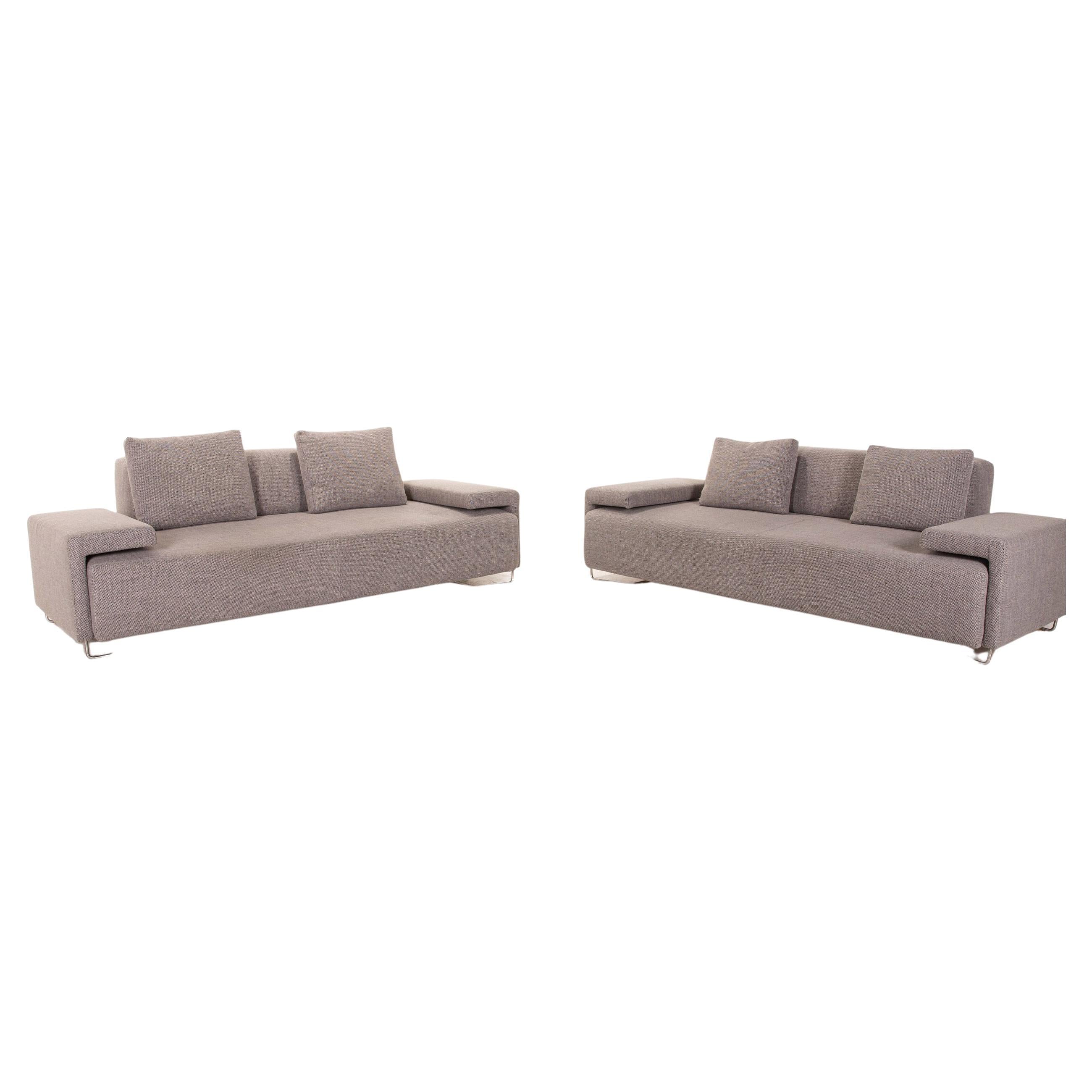 Moroso Lowland Fabric Sofa Set Gray 2x Three-Seater Set For Sale