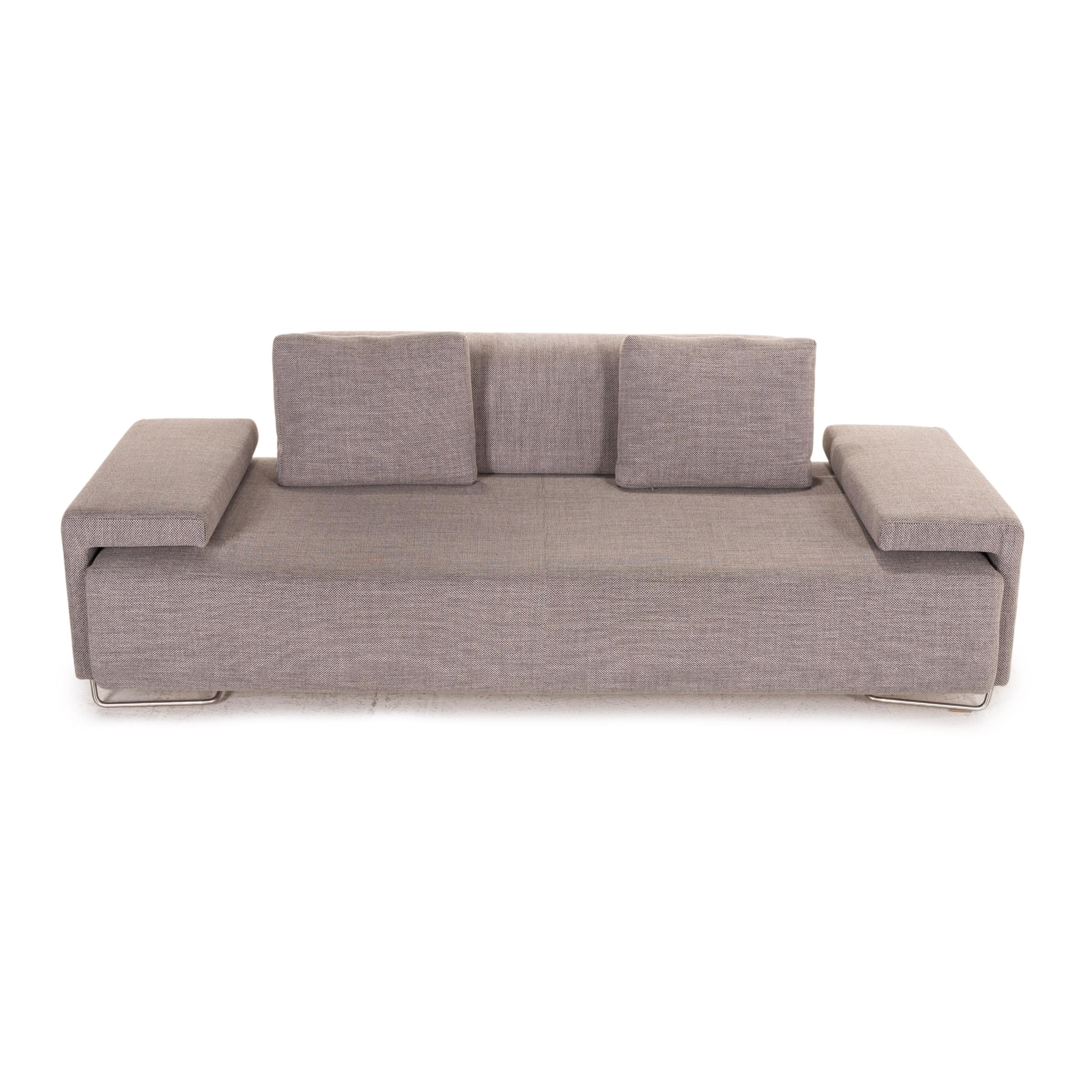 Moroso Lowland Fabric Sofa Three Seater Gray Couch In Fair Condition For Sale In Cologne, DE