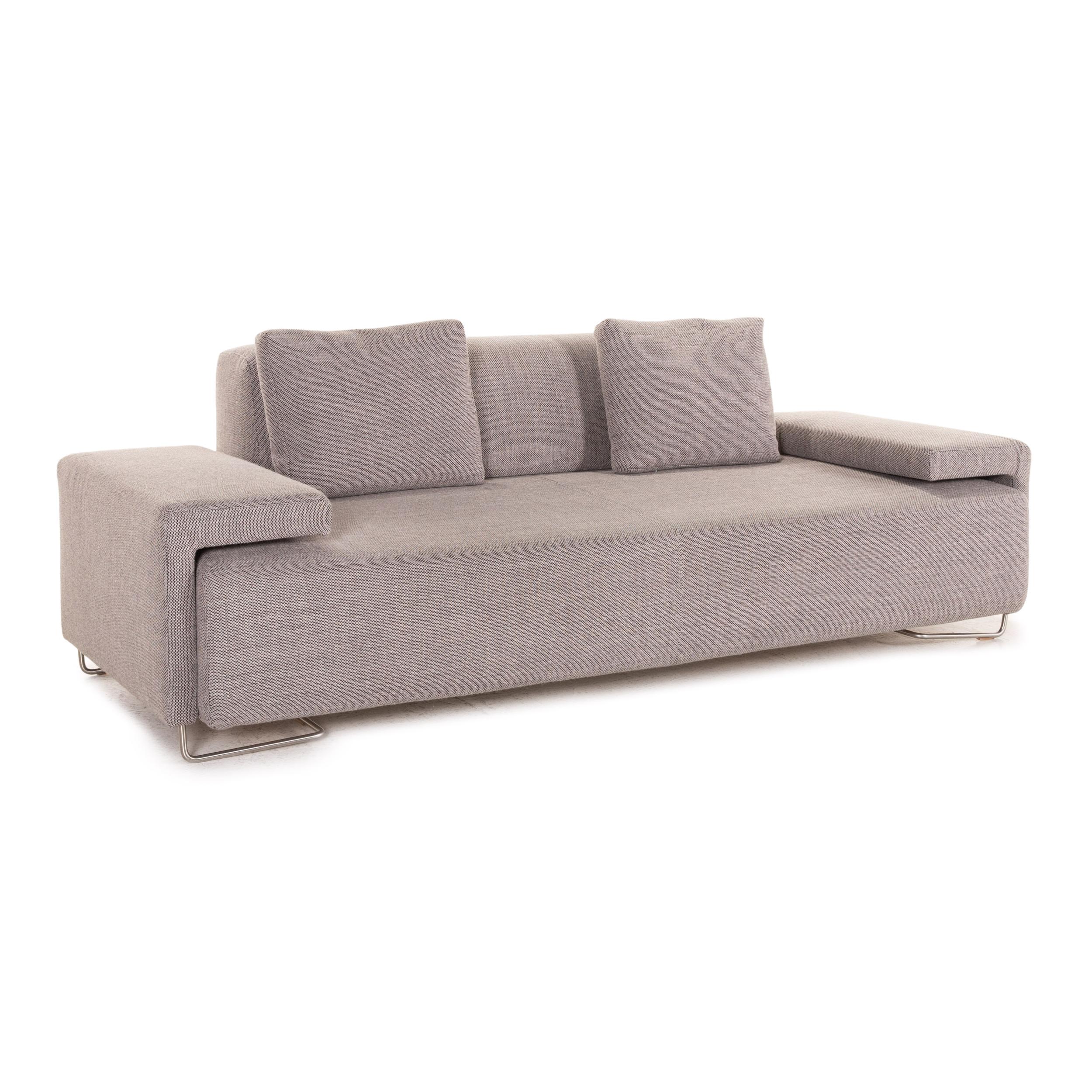 Contemporary Moroso Lowland Fabric Sofa Three Seater Gray Couch For Sale