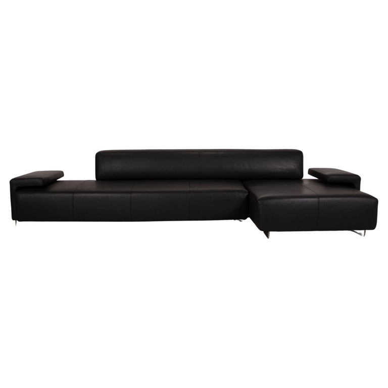 Moroso Lowland Leather Sofa Black Corner Sofa Couch For Sale at 1stDibs