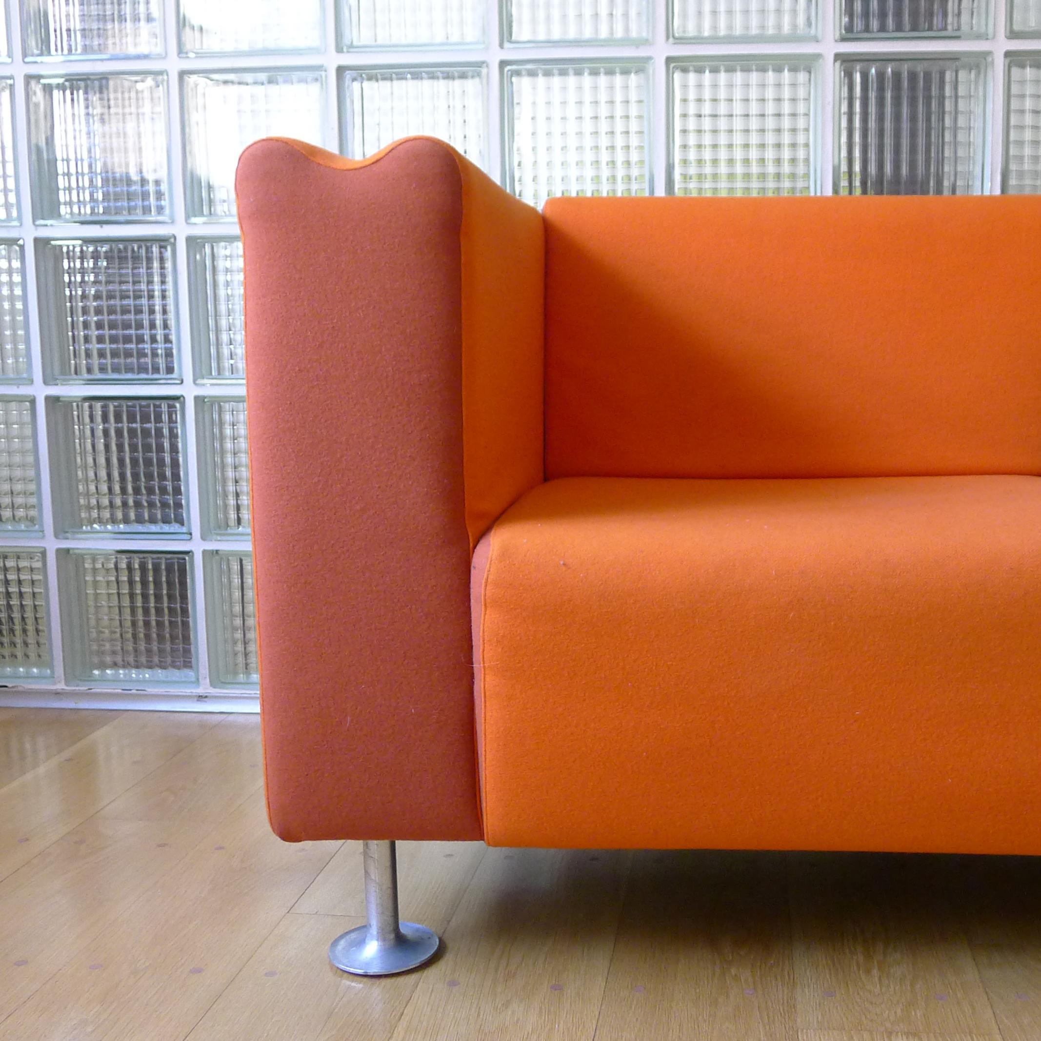 Italian Moroso M Collection Orange Kvadrat Wool Sofa by Ross Lovegrove For Sale