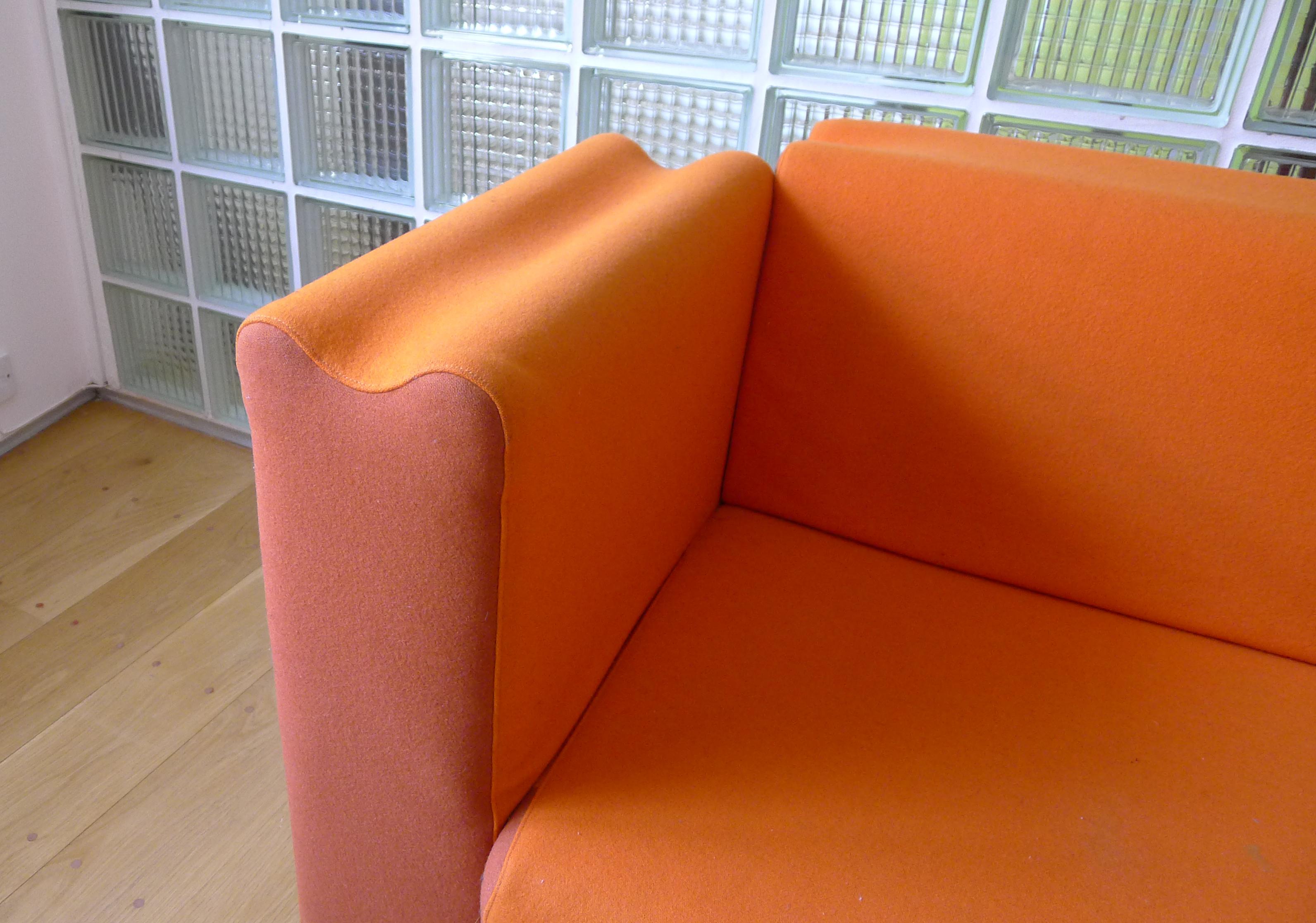 Italian Moroso M Collection Orange Kvadrat Wool Sofa by Ross Lovegrove For Sale