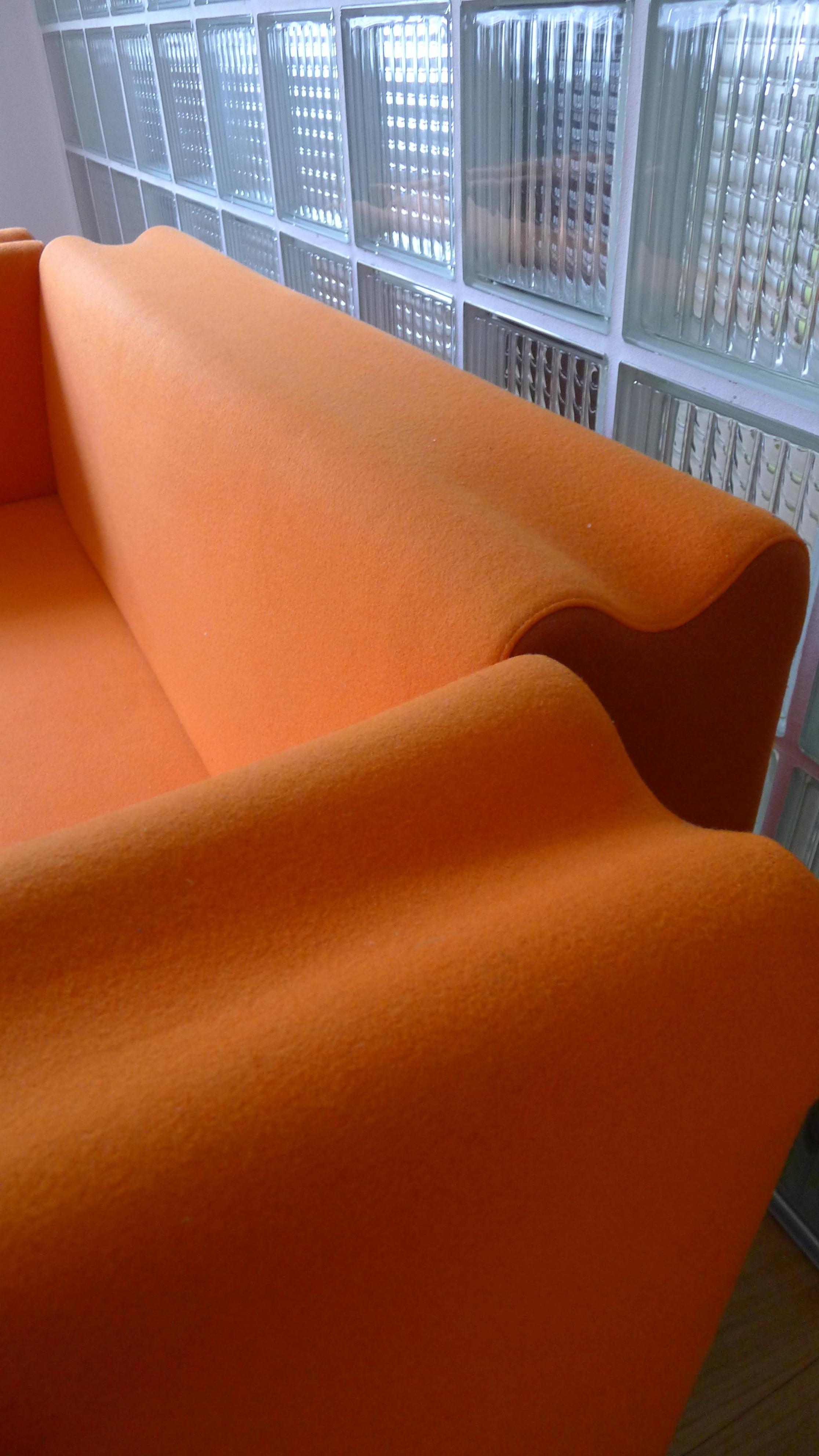 Late 20th Century Moroso M Collection Orange Kvadrat Wool Sofa by Ross Lovegrove For Sale
