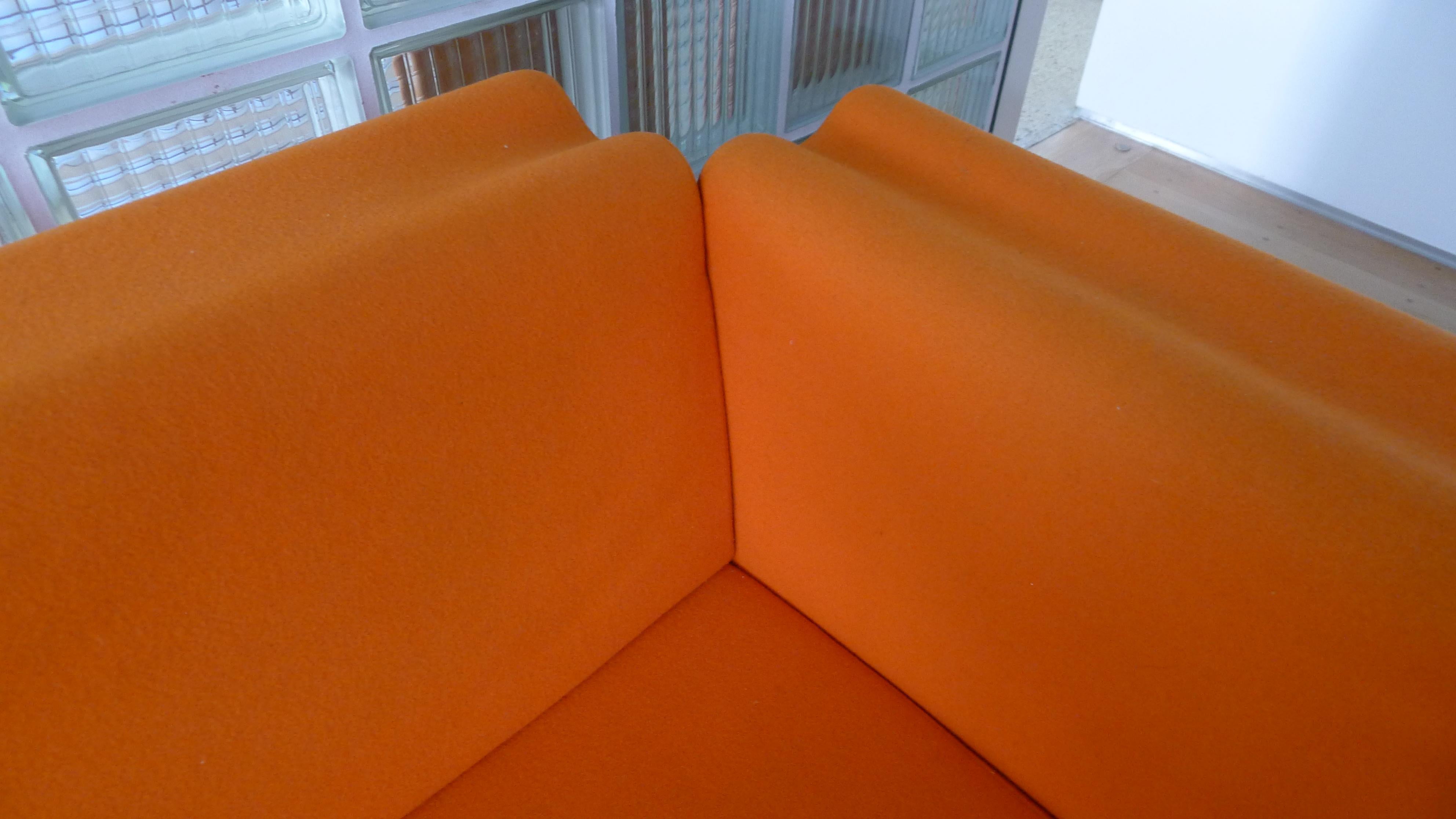 Moroso M Collection Orange Kvadrat Wool Sofa by Ross Lovegrove For Sale 1