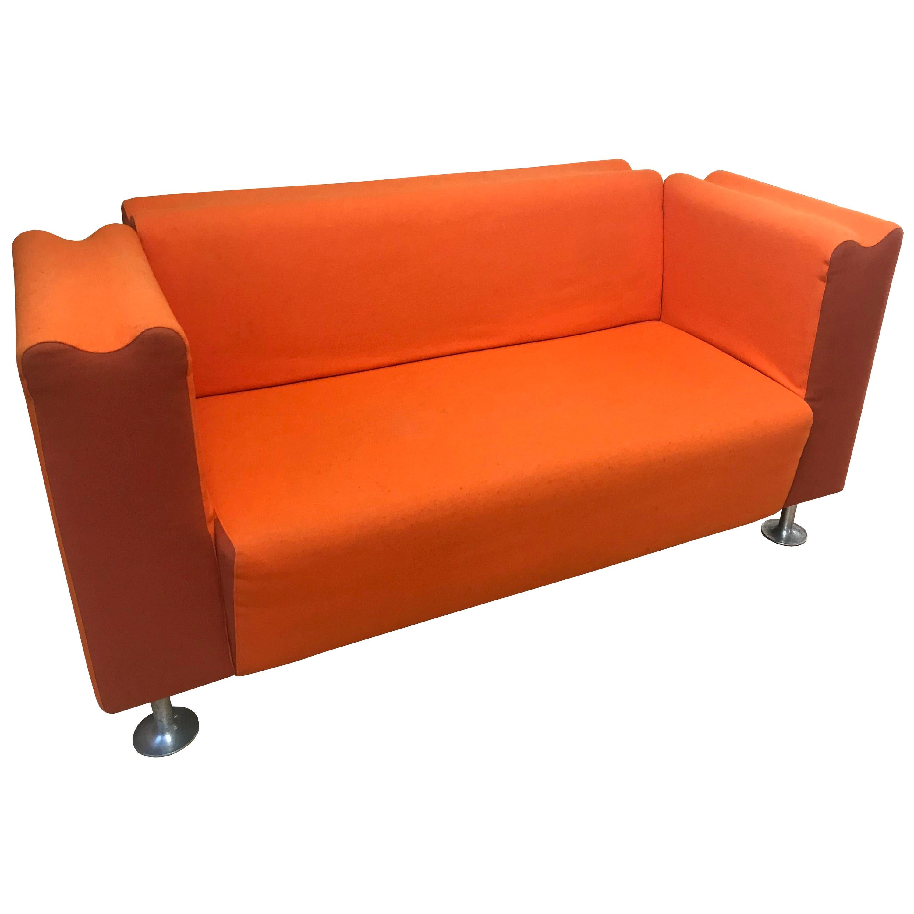 Moroso M Collection Orange Kvadrat Wool Sofa by Ross Lovegrove For Sale