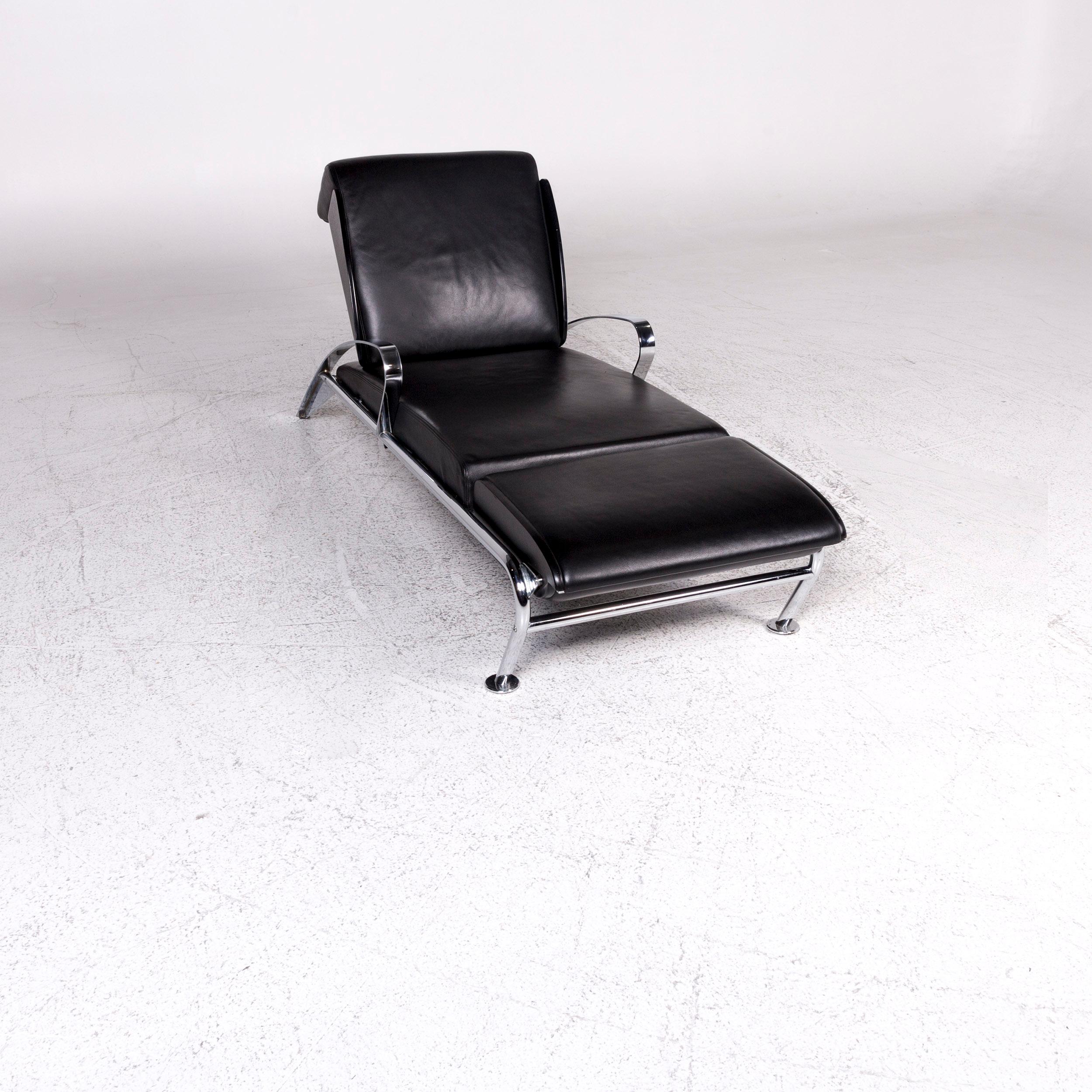 Modern Moroso Massimo Leather Lounger Black Relax function For Sale