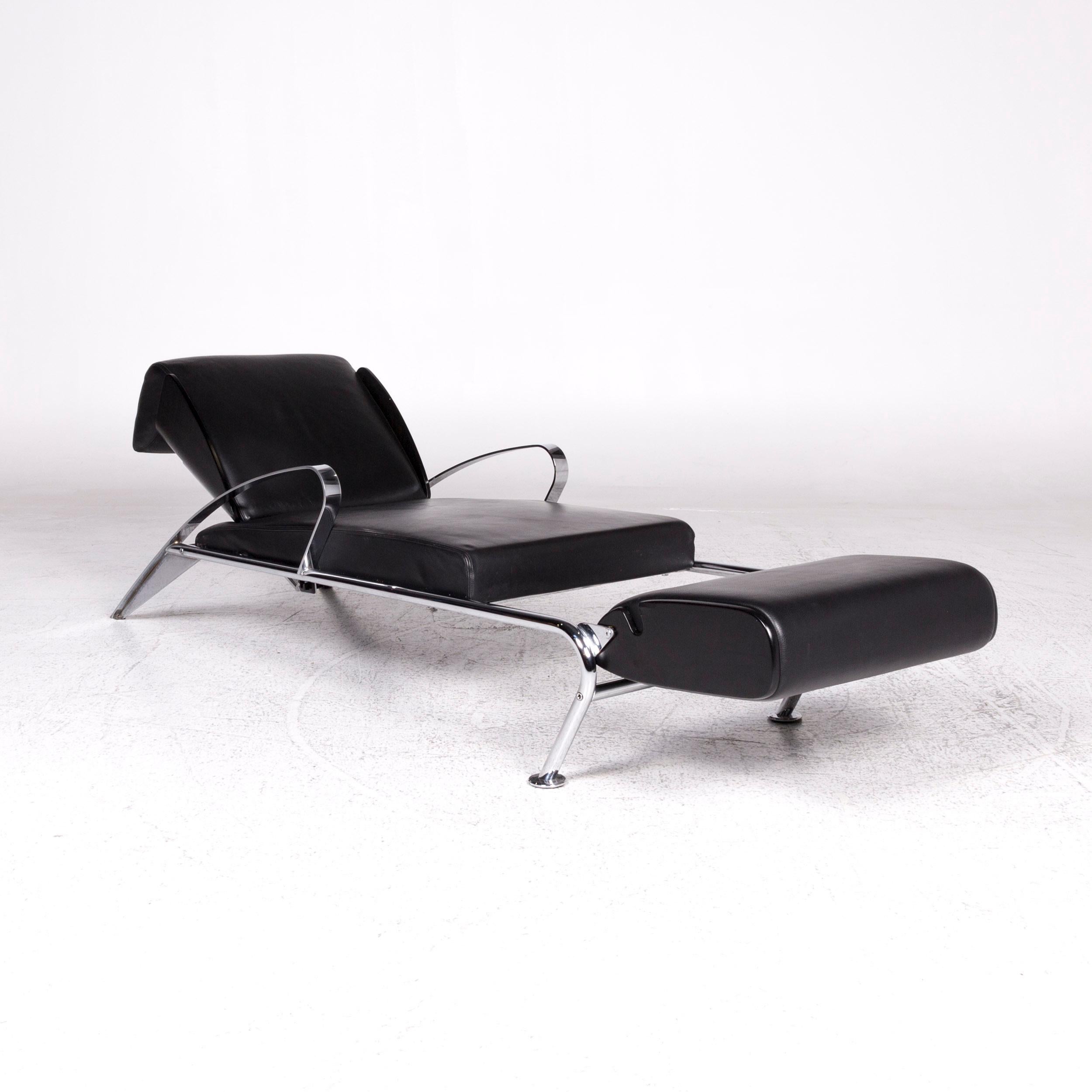 Moroso Massimo Leather Lounger Black Relax function In Excellent Condition For Sale In Cologne, DE