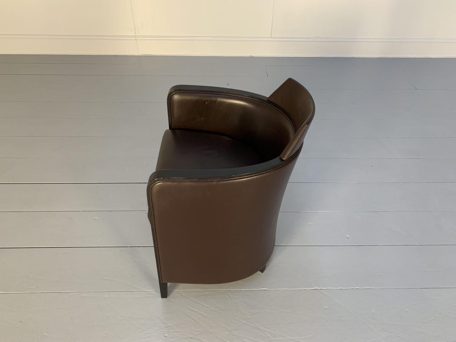 Moroso “Miss” Armchair, in Dark Brown Leather For Sale 6