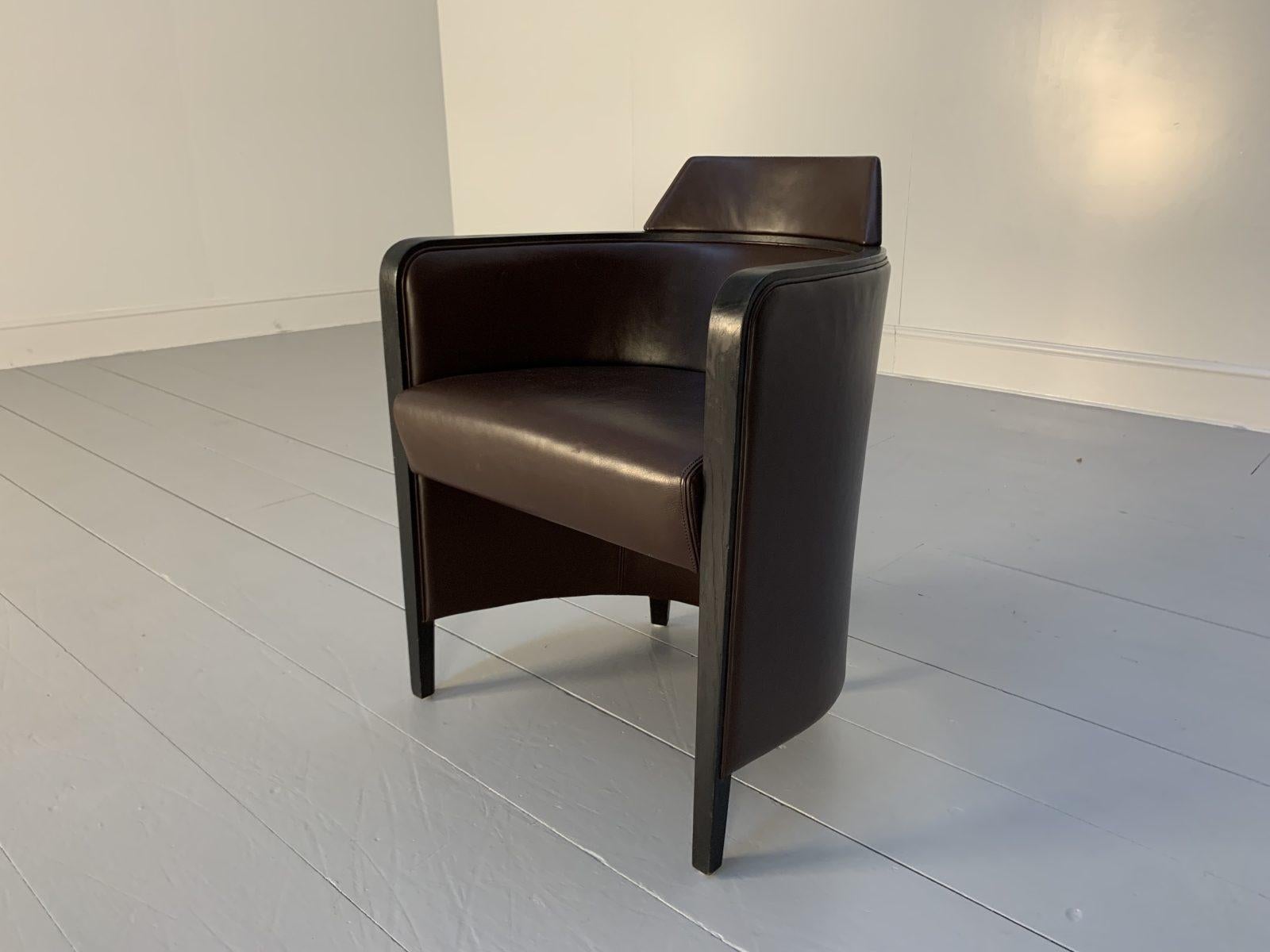 Moroso “Miss” Armchair, in Dark Brown Leather For Sale 7