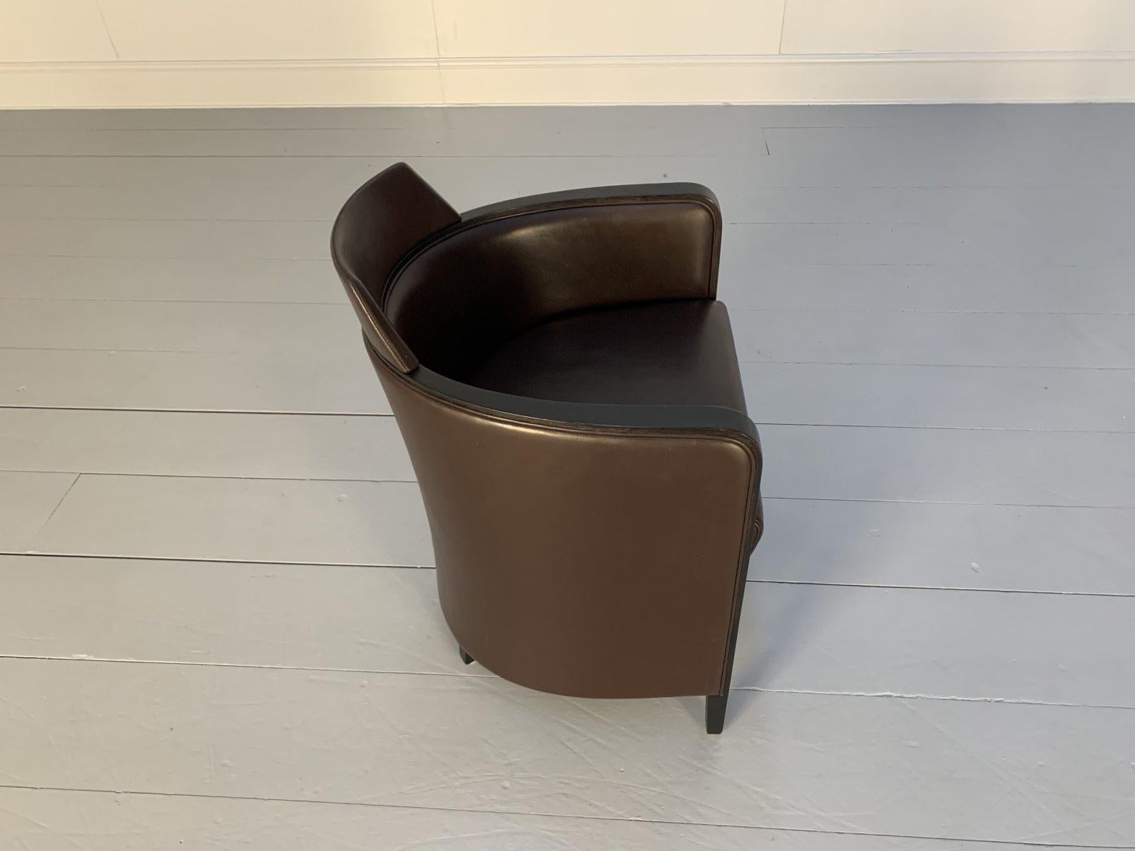 Moroso “Miss” Armchair, in Dark Brown Leather For Sale 4