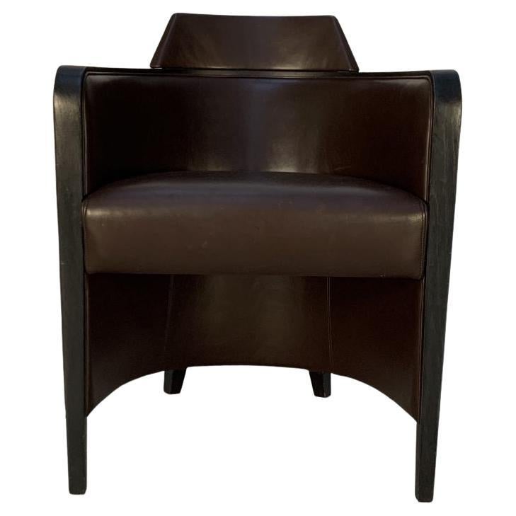 Moroso “Miss” Armchair, in Dark Brown Leather For Sale