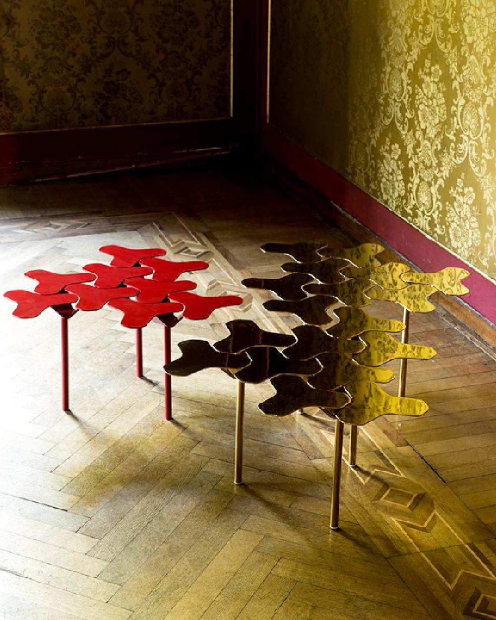 Moroso NANOOK Beistelltisch aus poliertem Goldchrom von Philippe Bestenheider (Moderne) im Angebot