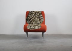 Armchair with Padded Orange Fabric and Metal Structure by Moroso, 1990s, Italy