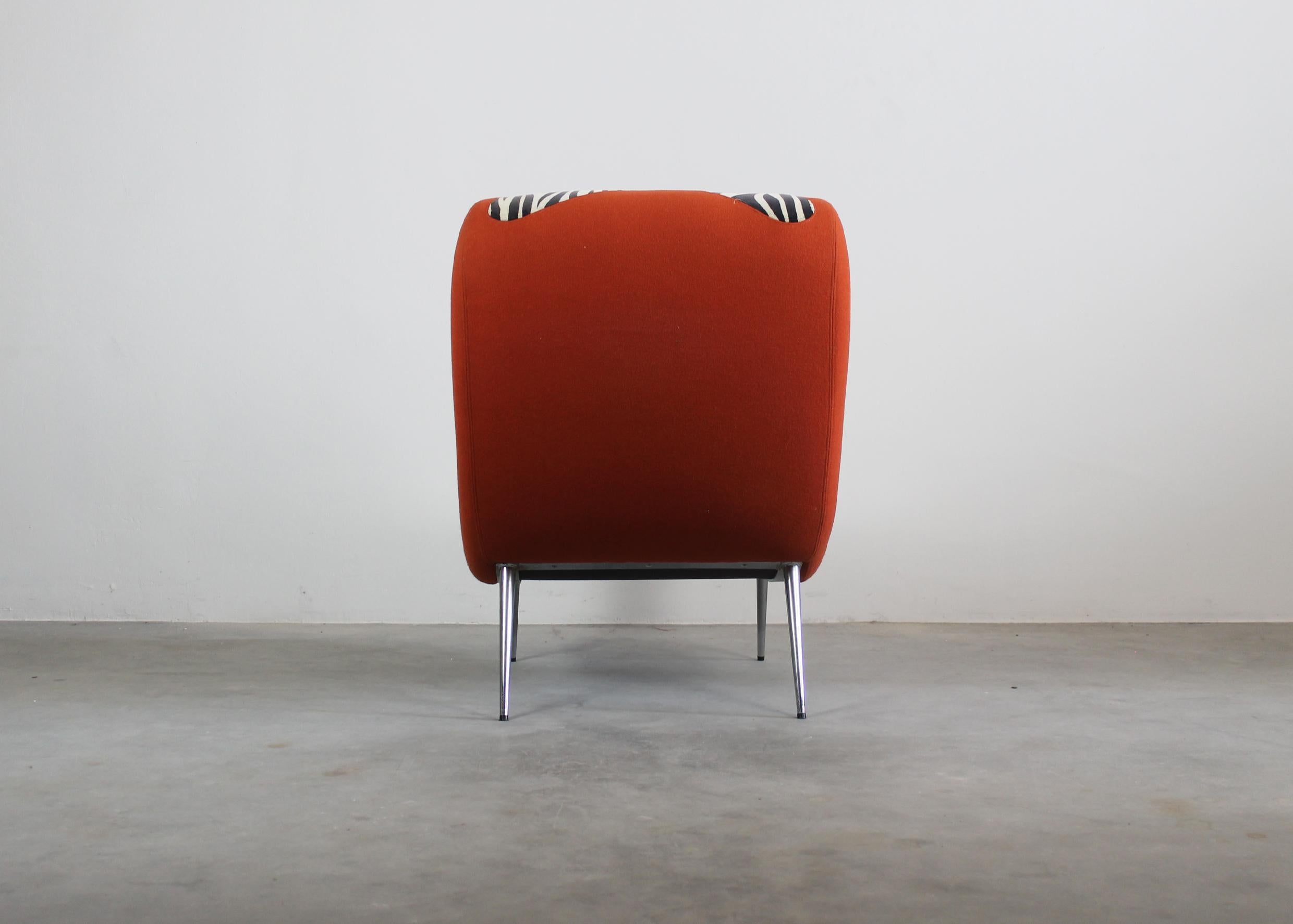 Other Armchair with Padded Orange Fabric and Metal Structure by Moroso, 1990s, Italy