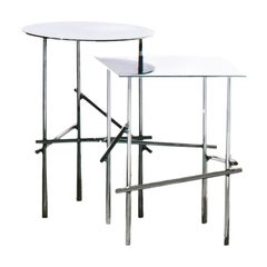 Moroso Shanghai Tip Round Low Table in Chrome by Patricia Urquiola