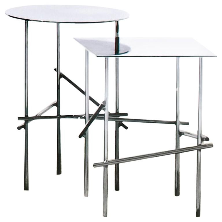 Moroso Shanghai Tip Square Low Table in Chrome by Patricia Urquiola