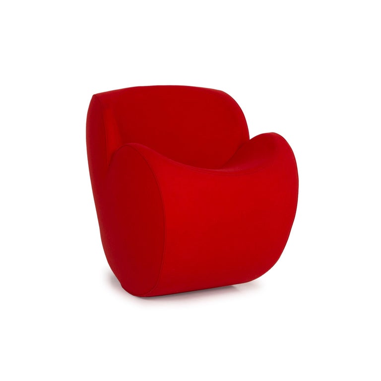 Contemporary Moroso Soft Heart by Ron Arad Fabric Armchair Red Rocking Function For Sale