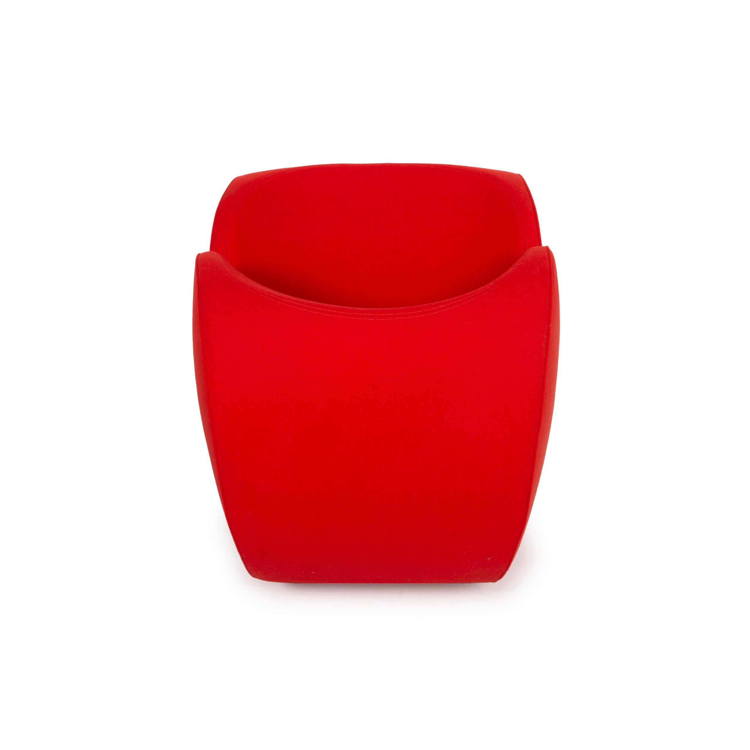 Contemporary Moroso Soft Heart by Ron Arad Fabric Armchair Red Rocking Function For Sale