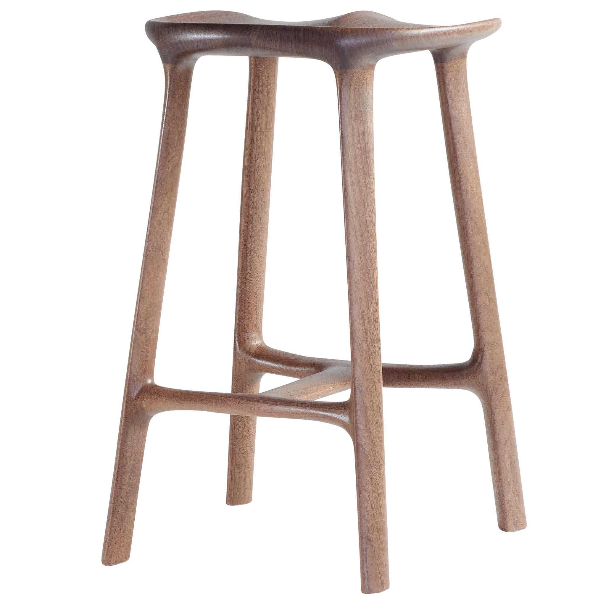 Organic Modern Morphe Stool in Walnut For Sale