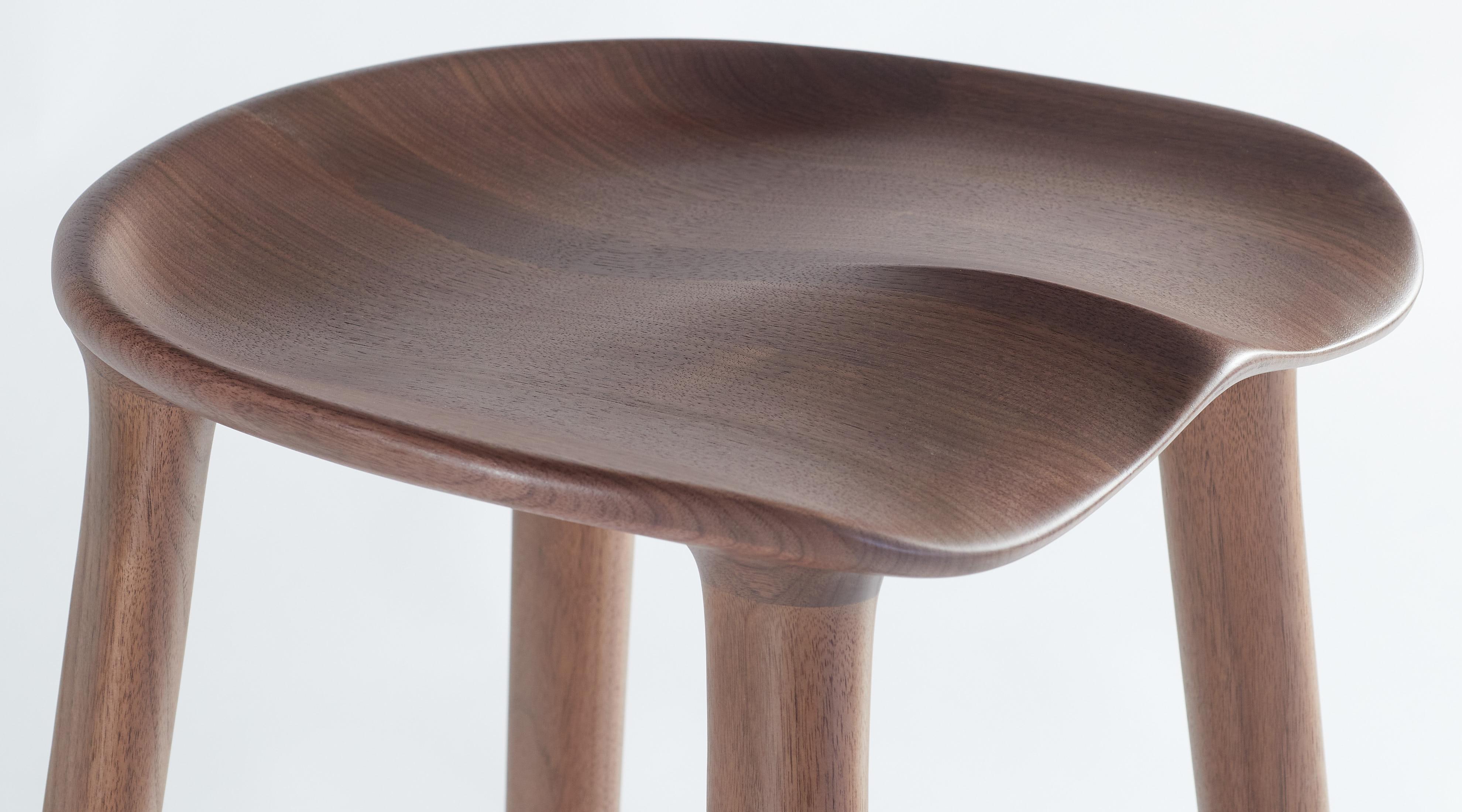 Contemporary Morphe Stool in Walnut For Sale
