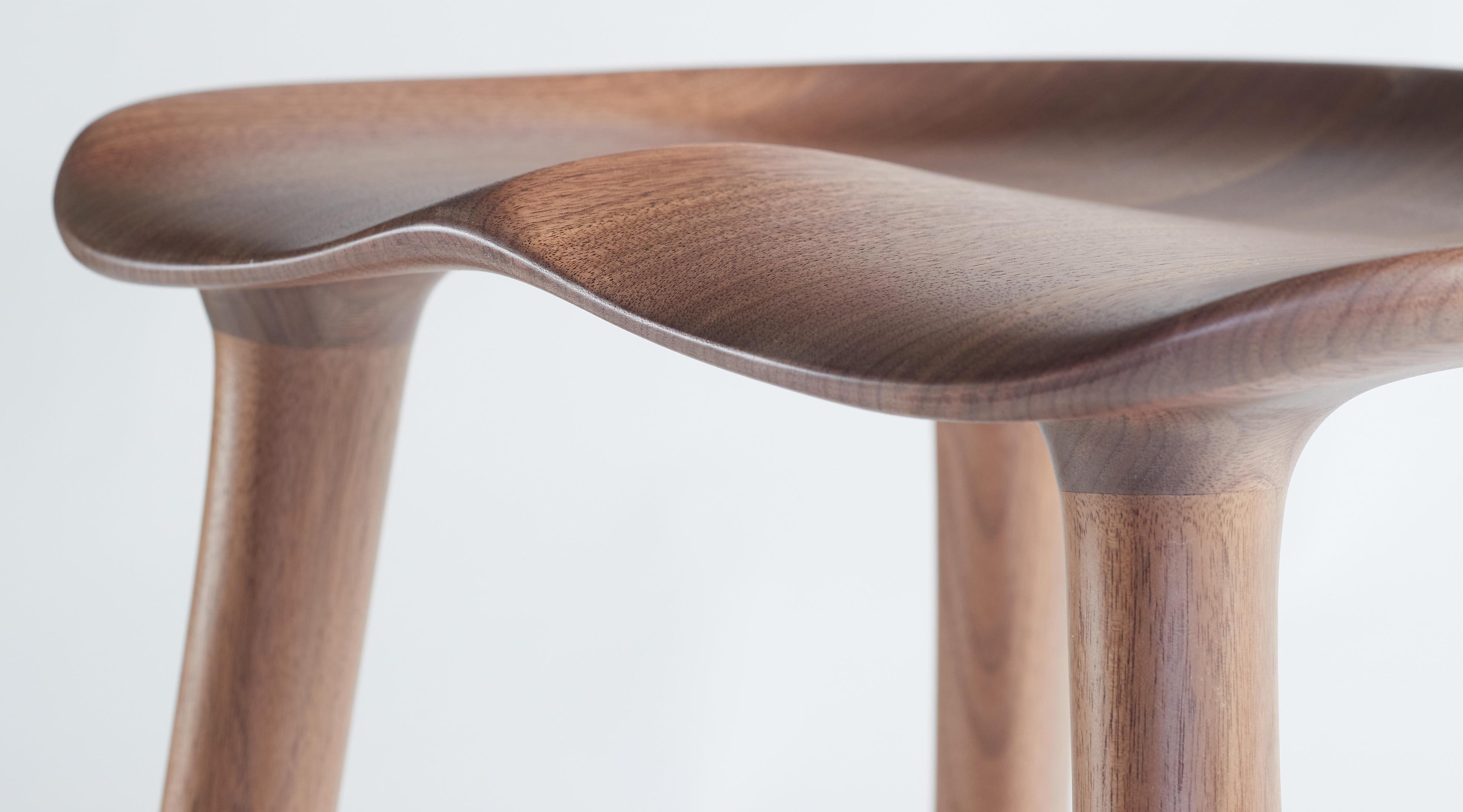 Hardwood Morphe Stool in Walnut For Sale