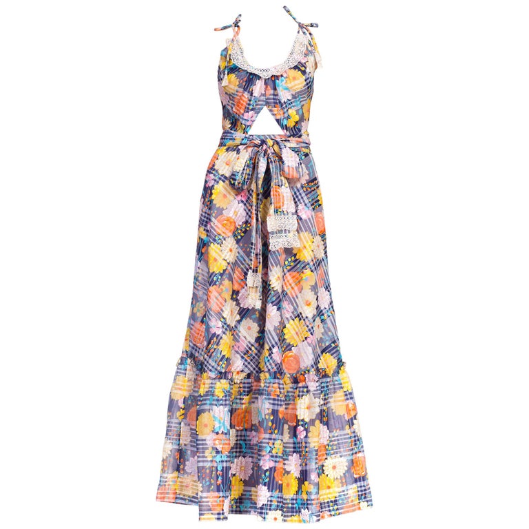 MORPHEW COLLECTION Summer Maxi Dress Made From 1970S Floral Printed Lt ...