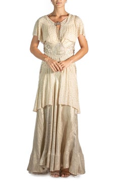 MORPHEW ATELIER Antique Silk Chiffon Crystal Encrusted Cape