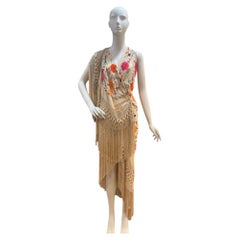 MORPHEW ATELIER Beige Multicolored Floral Hand embroidered Silk Piano Shawl Wrap
