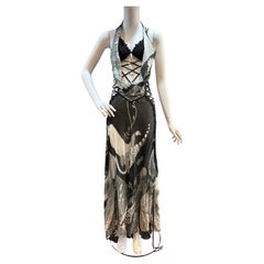 MORPHEW ATELIER Black &amp; Grey Silk Antique Lace Gown with Hurricane Patina