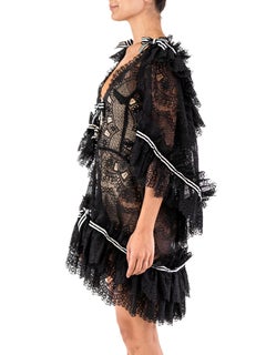 MORPHEW ATELIER Black Lace With White Bow Detail Dress