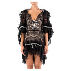 MORPHEW ATELIER Black Lace With White Bow Detail Dress