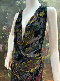 MORPHEW ATELIER Black Multicolored Silk Burnout Velvet Backless Dress