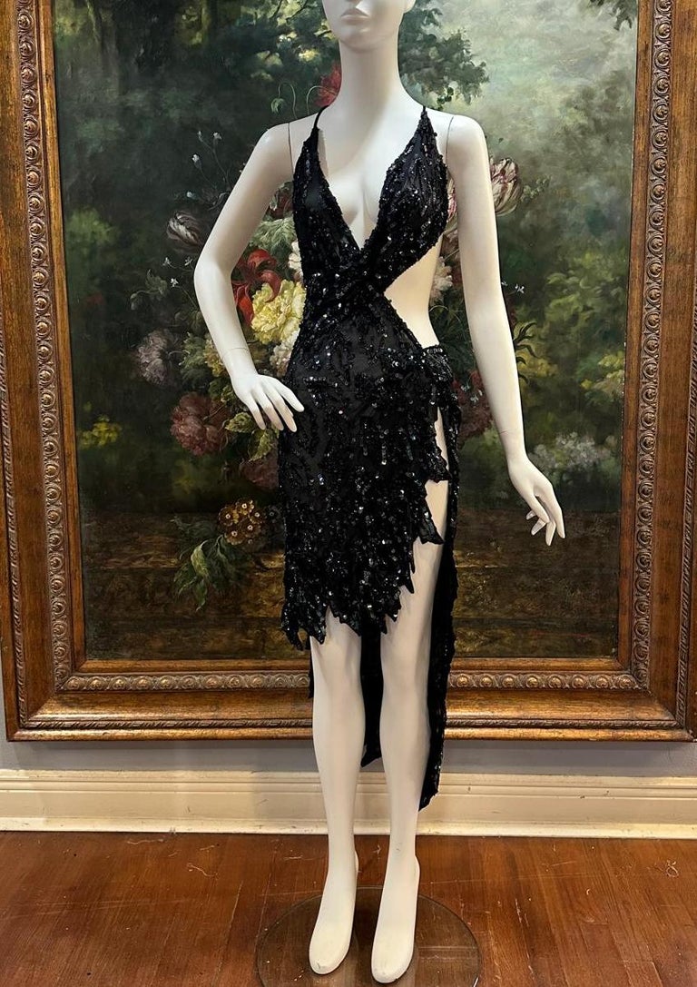 atelier cocktail dress MORPHEW ATELIER Beaded Silk Peacock Fringe Cocktail Dress