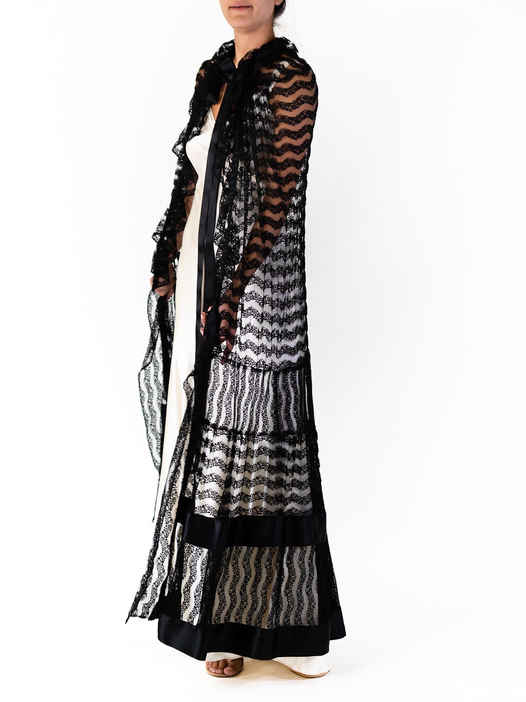 Women's MORPHEW ATELIER Black Silk Antique 1920S  Lace Cape For Sale