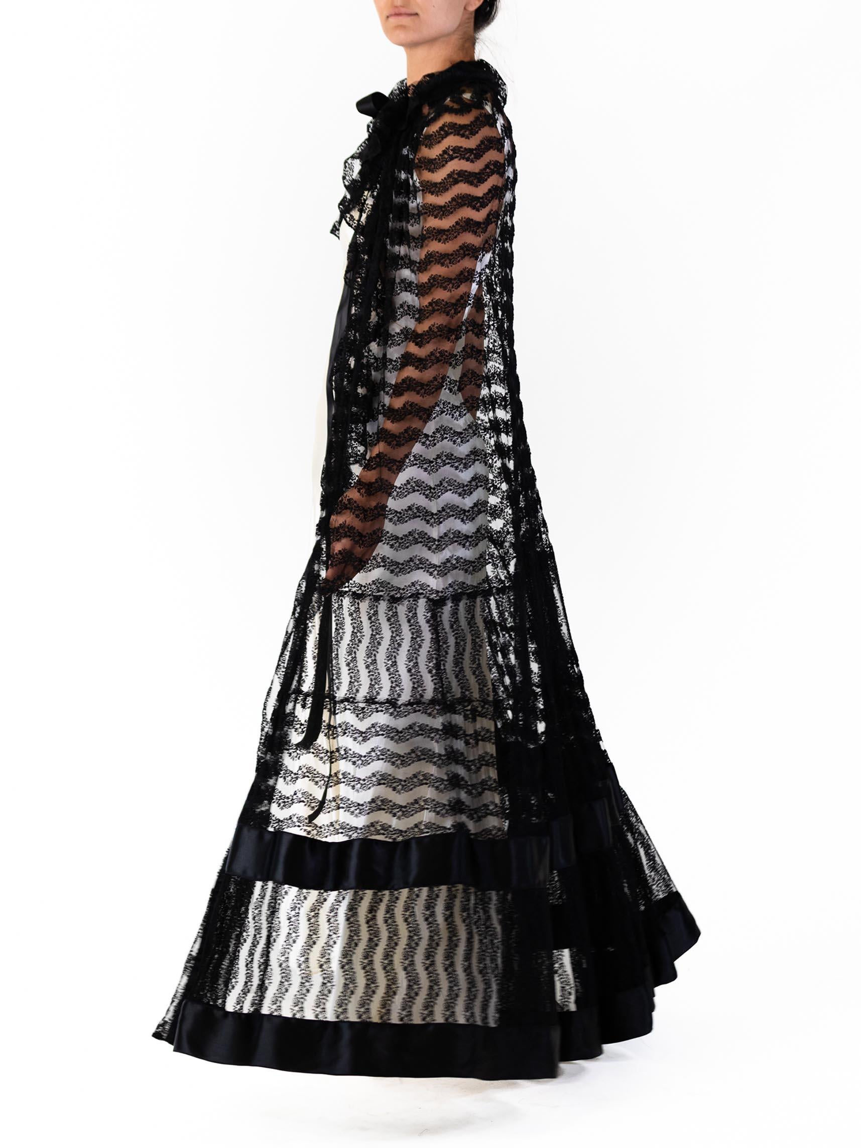 MORPHEW ATELIER Black Silk Antique 1920S  Lace Cape For Sale 1