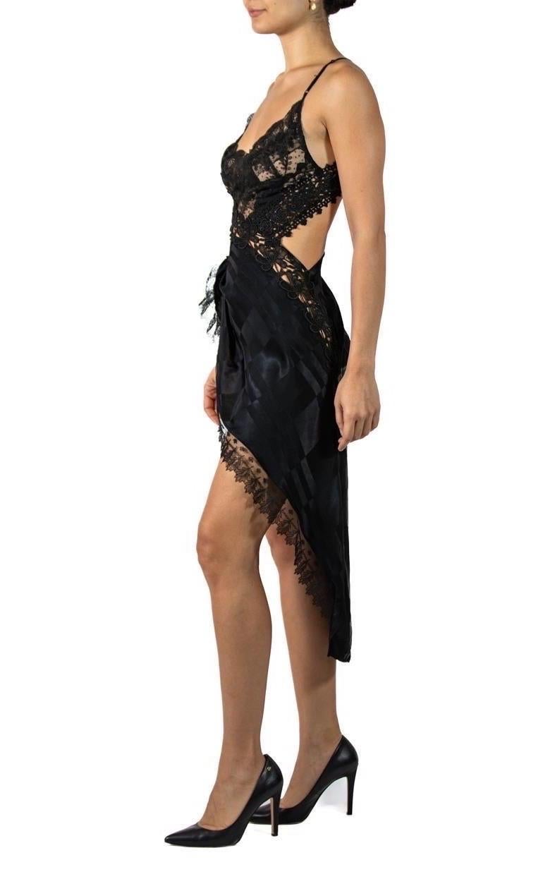 Women's MORPHEW ATELIER Black Victorian Silk Chantilly Lace & ‘40S Rayon Cocktail Dress For Sale