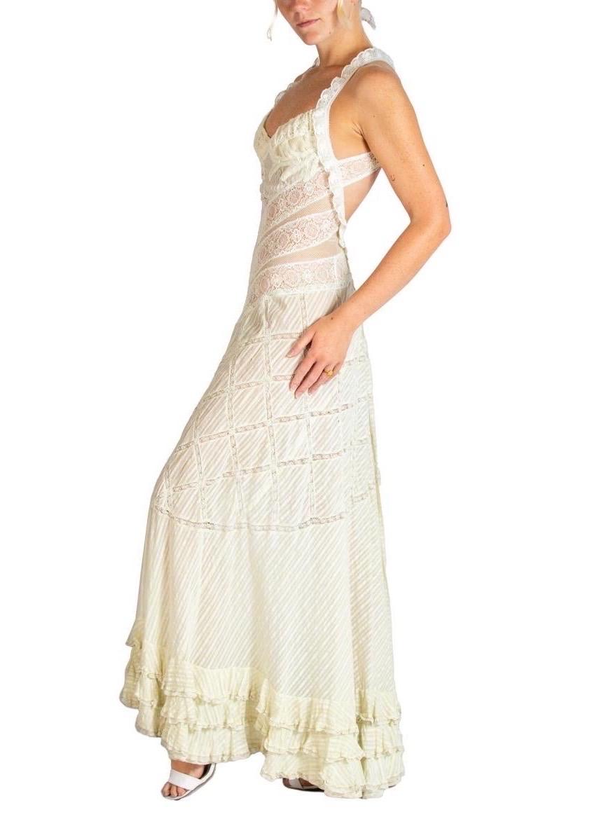 Women's MORPHEW ATELIER Butter Cream With Victorian Lace From Paris Gown For Sale