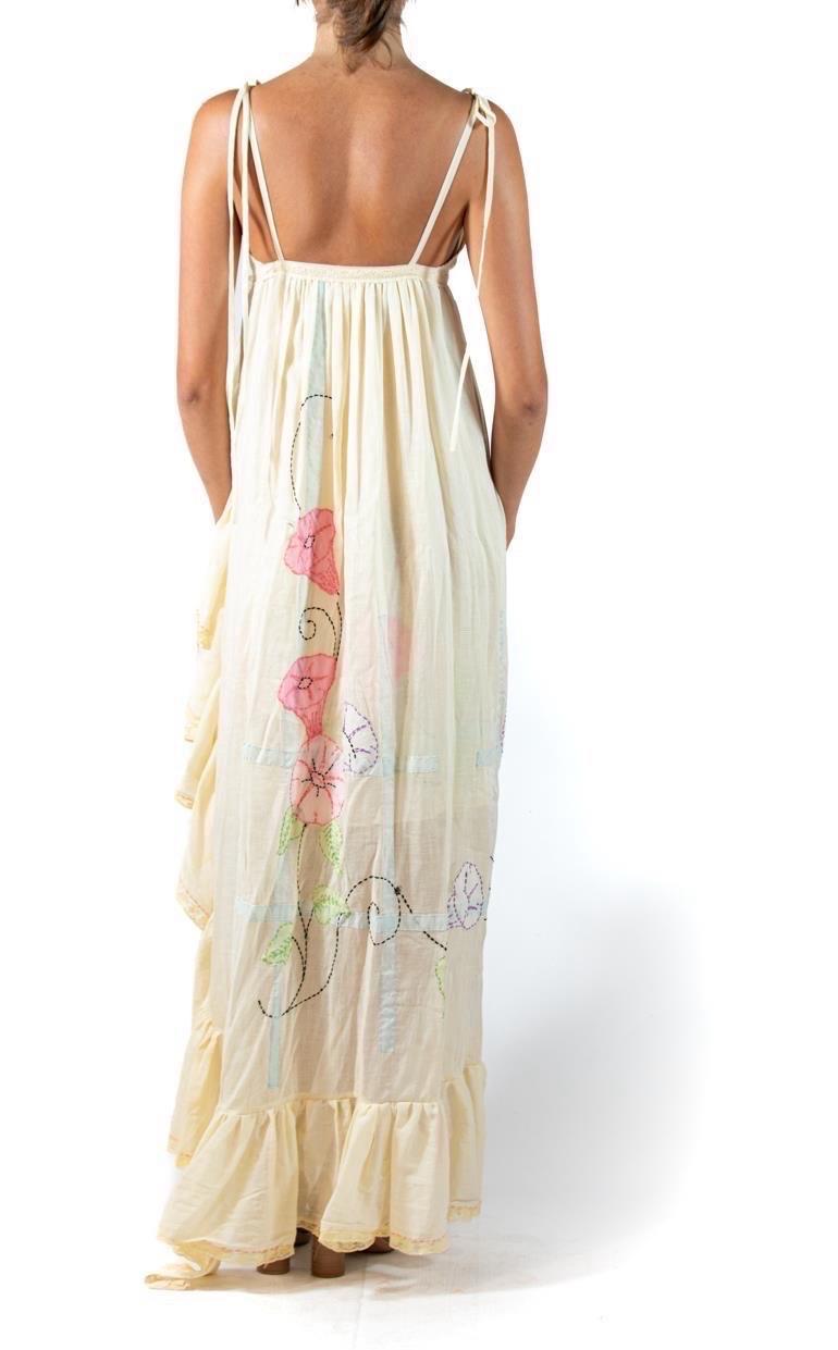 Morphew Atelier Butter Yellow Organic Cotton Voile Empire Waist Dress For Sale 3
