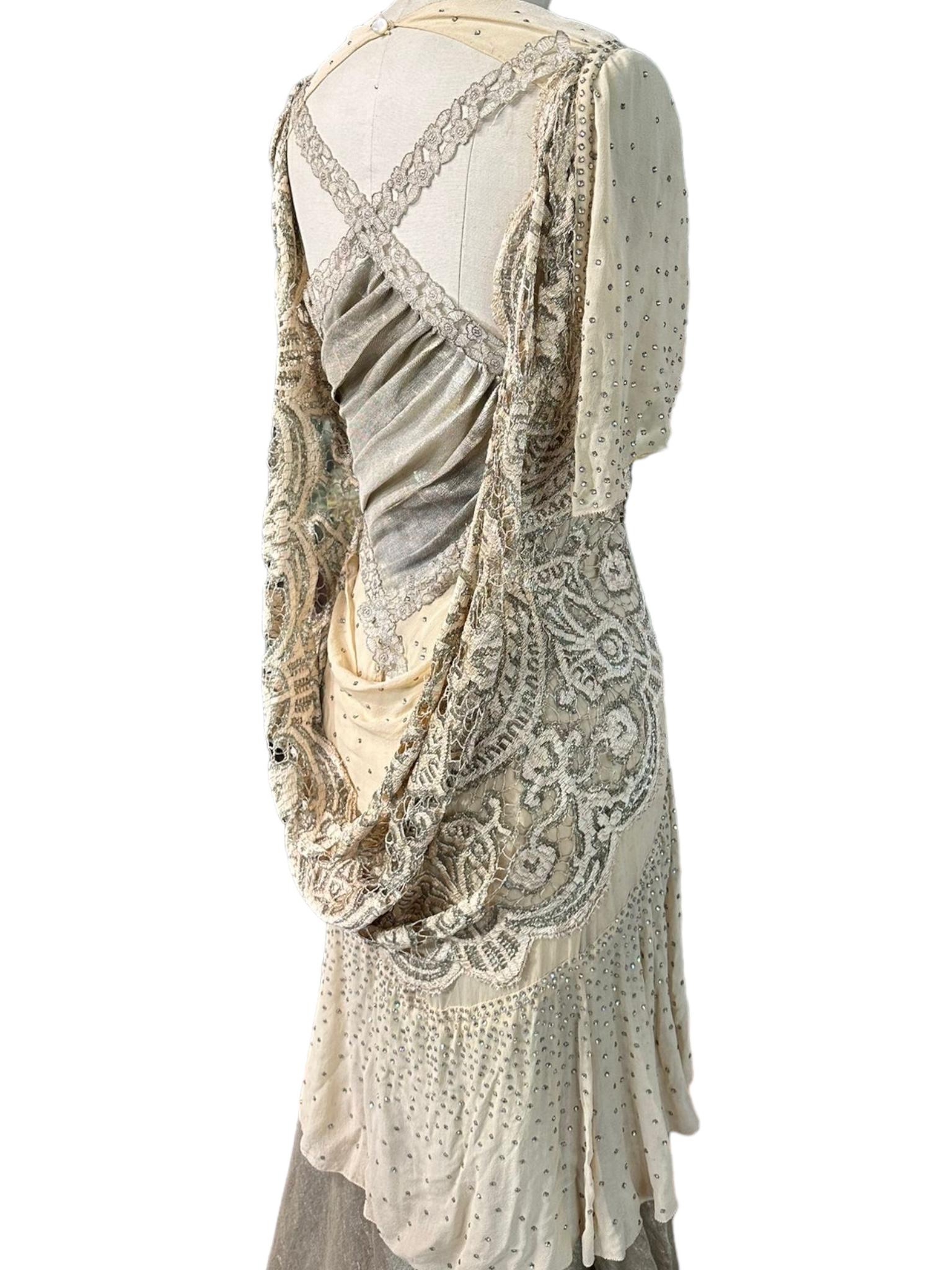 MORPHEW ATELIER Champagne Silk Chiffon & Antique Lamé Gown 2