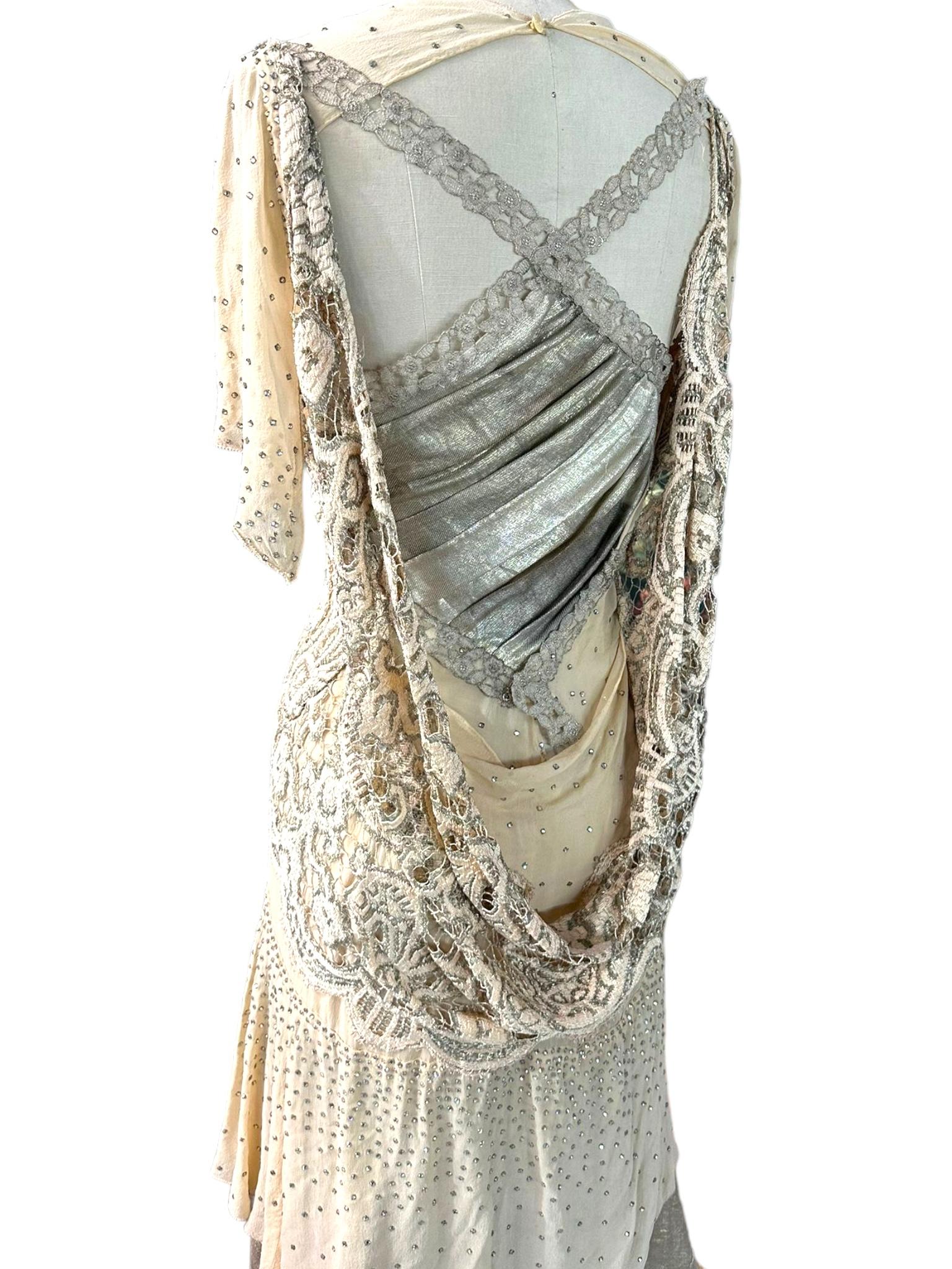 MORPHEW ATELIER Champagne Silk Chiffon & Antique Lamé Gown 3