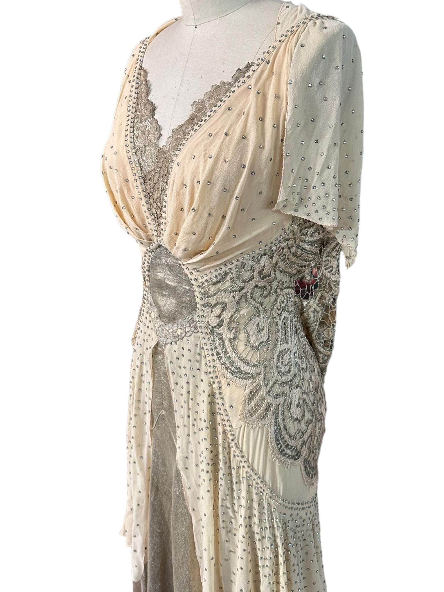 MORPHEW ATELIER Champagne Silk Chiffon & Antique Lamé Gown 5