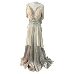 MORPHEW ATELIER Champagne Silk Chiffon & Antique Lamé Gown