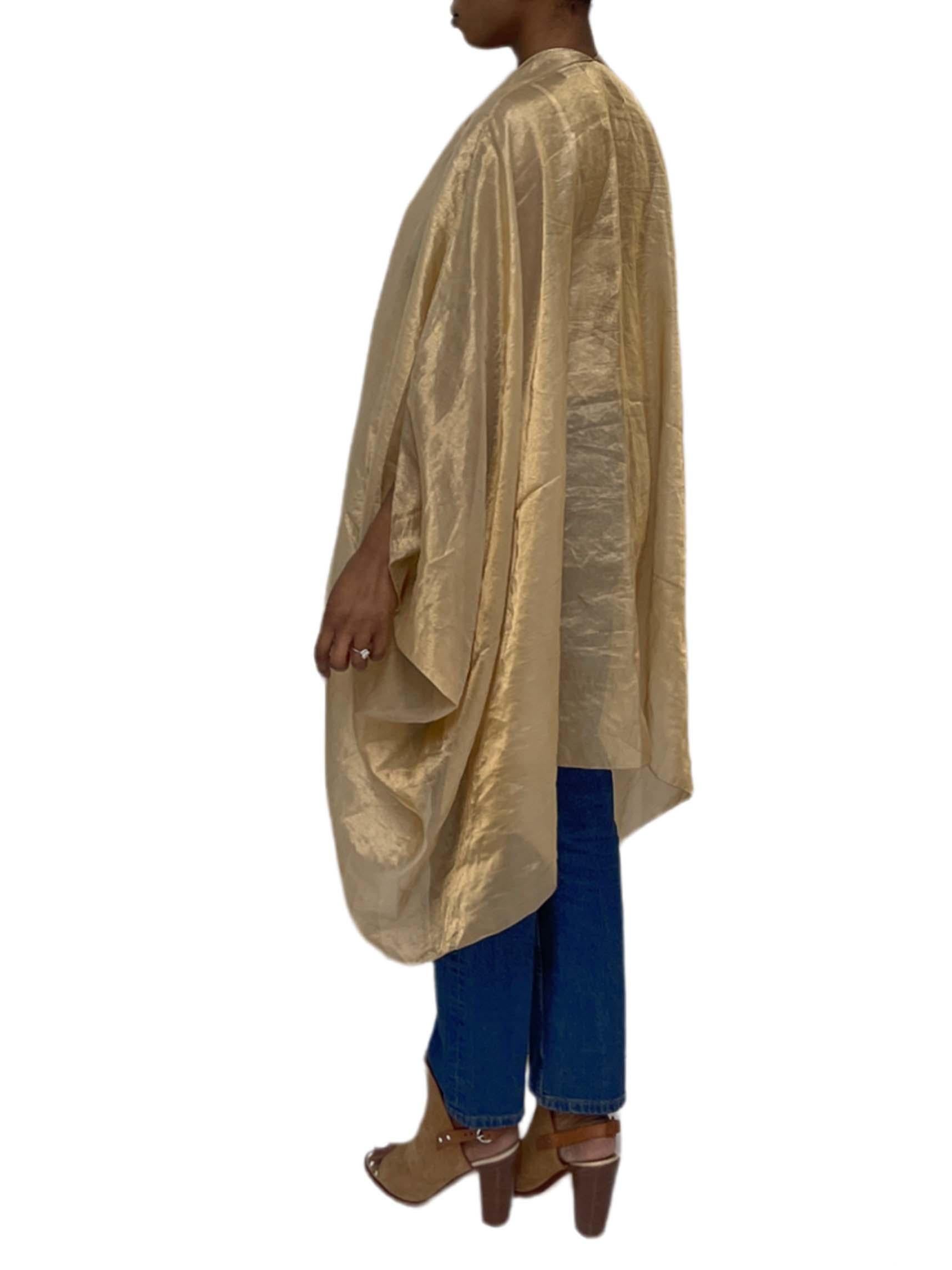 Brown MORPHEW ATELIER Gold Metallic Silk Blend Chanel Fabric Cocoon Evening Wrap For Sale