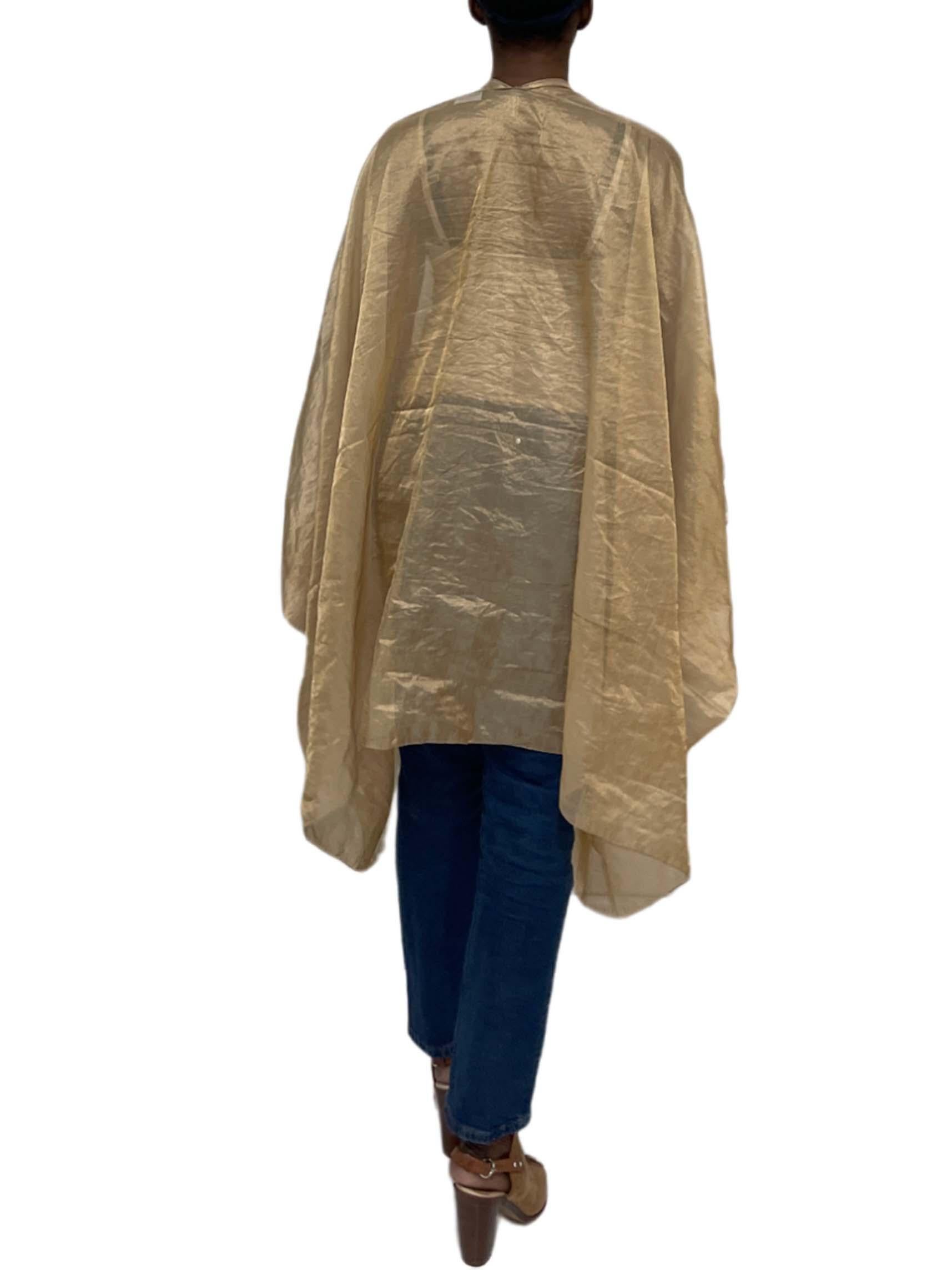 MORPHEW ATELIER Gold Metallic Silk Blend Chanel Fabric Cocoon Evening Wrap For Sale 3