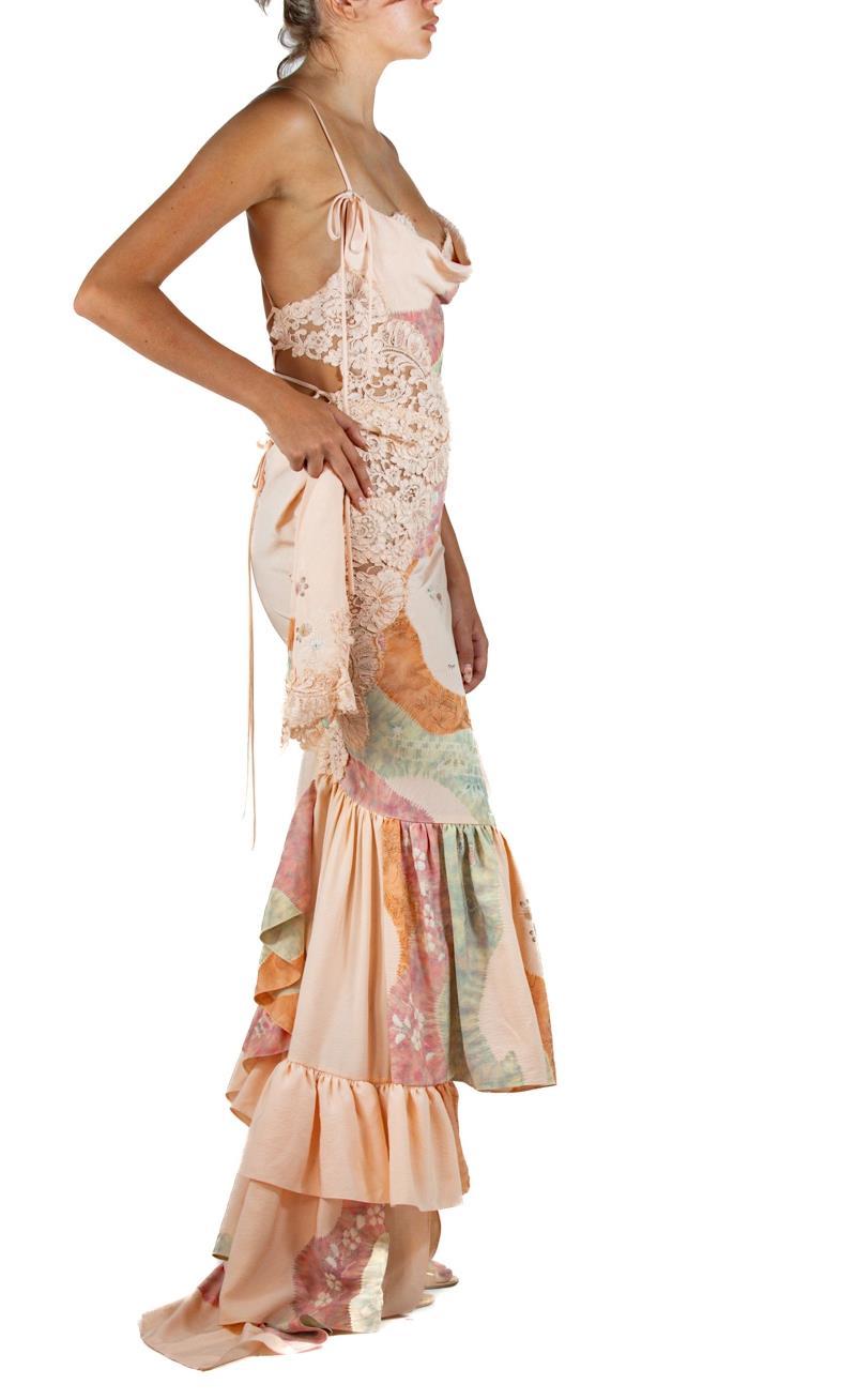 Women's Morphew Atelier Hand Painted Japanese Kimono Silk & Lace Gown