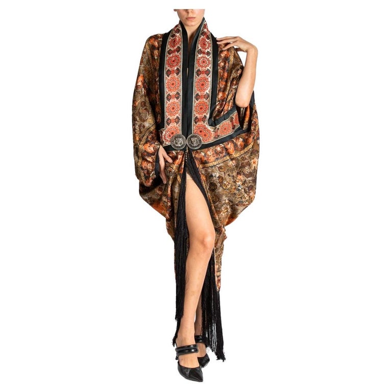 MORPHEW ATELIER Orange and Black Silk Hand Embroidered Floral Piano