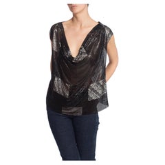 MORPHEW ATELIER Patch Work Metal Mesh Top In Black With Crystals